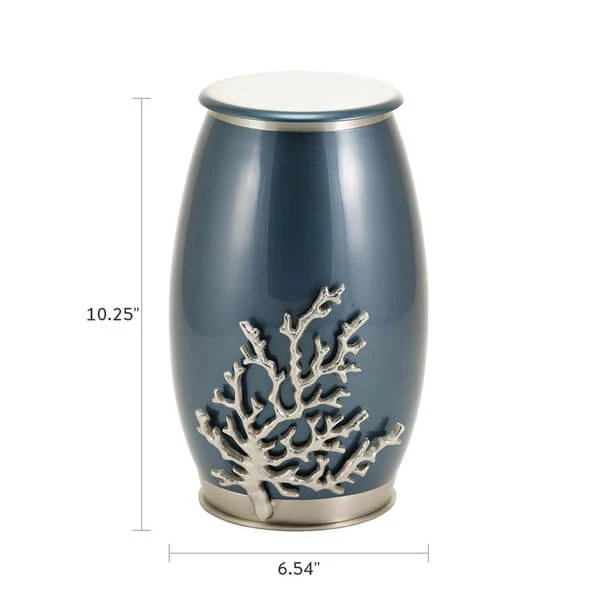 Windsong Coral Moonlight Blue/Pewter Memorial Urn - Image 5